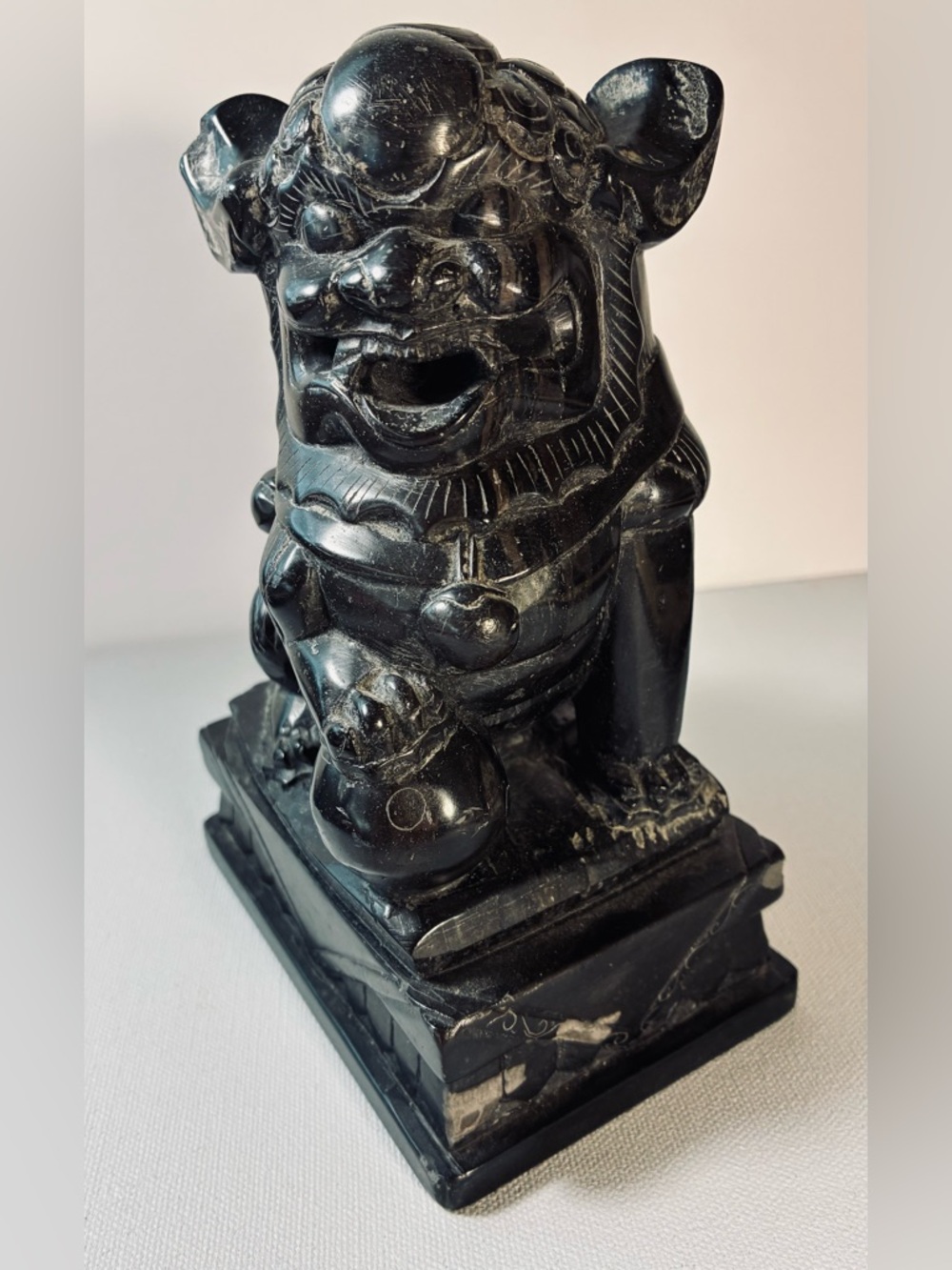 Vintage Hand Carved Stone Foo Dog